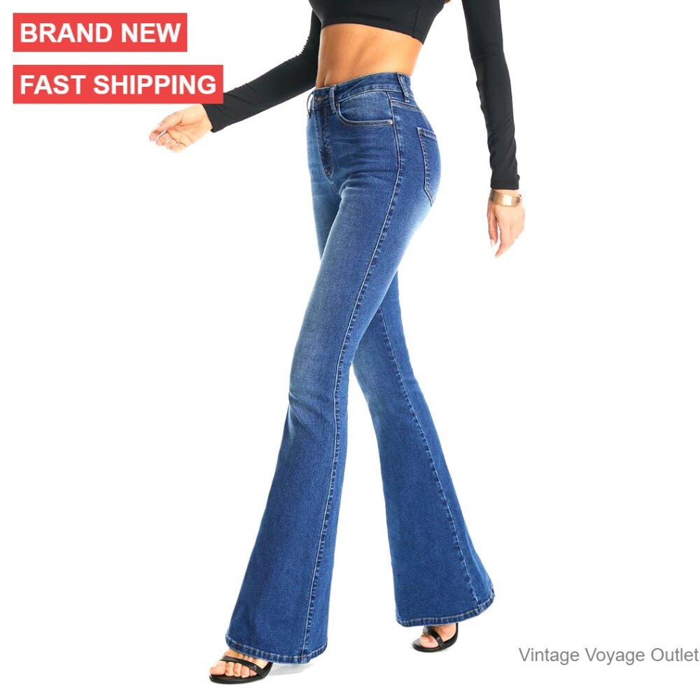 Curvy HighRise Bootcut Stretch Denim Jeans Premium Cotton Fabric